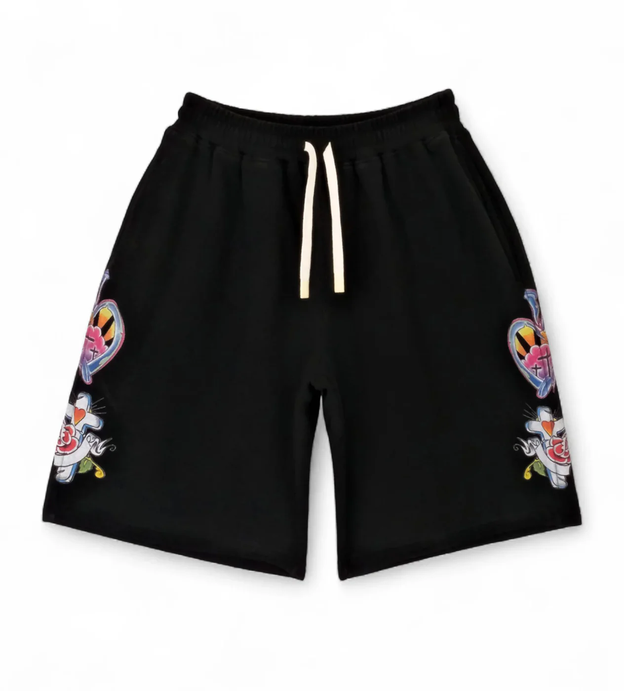 Righteous-Risen-King-Shorts-Black-front.webp