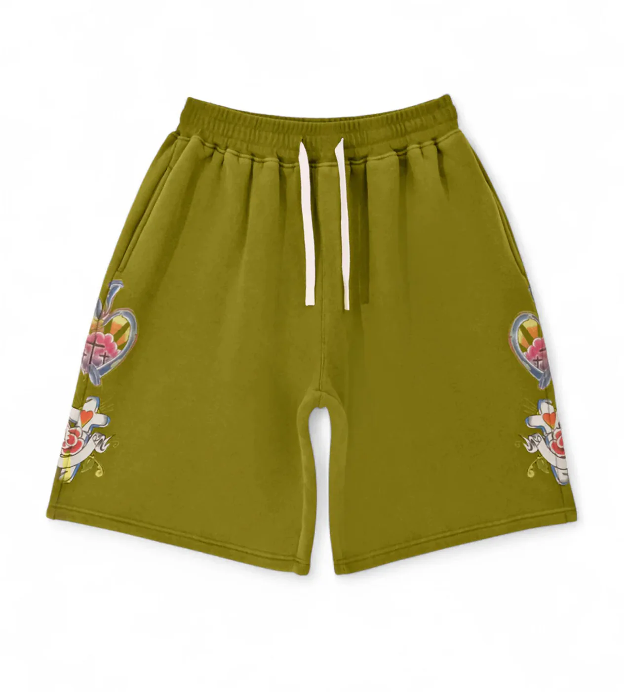 Righteous-Risen-King-Shorts-Green-front.webp